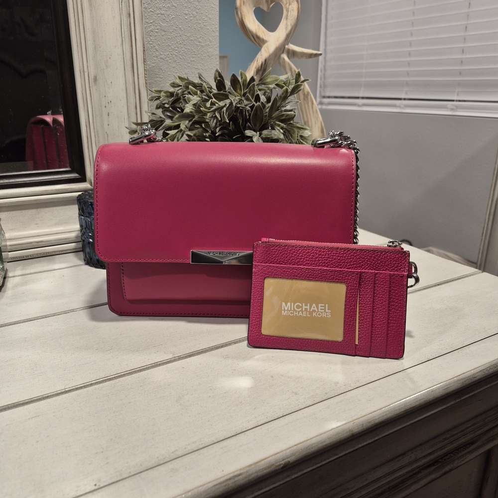 Michael Kors Fuchsia Crossbody Bag and Card Holder